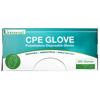 Universal Disposable Cast Polyethylene CPE Gloves Embossed Large 200 Box