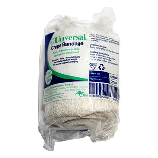 Universal Crepe Bandage Medium Weight 4m Stretched Wrinkled White