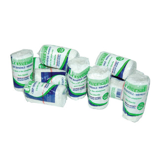Universal Crepe Bandage Medium Weight 4m Stretched Wrinkled White