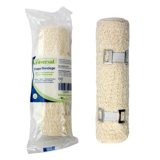 Universal Crepe Bandage Medium Weight 4m Stretched Wrinkled White