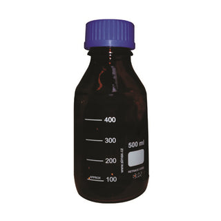 Lincon Lab Reagent Bottle Amber GL45 Blue PP Cap and Outlet Ring Borosilicate Glass