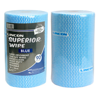 Lincon Superior Wipe Microfibre Cleaning Wipes Heavy Duty 30cm Width 45m Roll and Carton