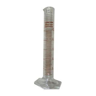 Lincon Measuring Cylinder Borosilicate Glass Class A Amber Graduation Hex Base and Collar