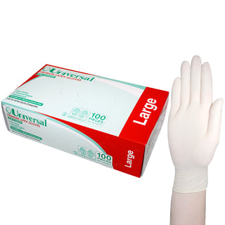 Universal Latex Examination Gloves Low Powder ASTM Box and Carton Cream