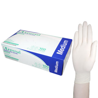 Universal Latex Examination Gloves Low Powder ASTM Box and Carton Cream