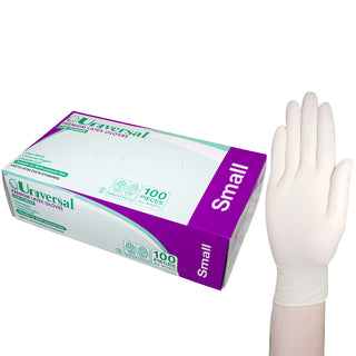 Universal Latex Examination Gloves Low Powder ASTM Box and Carton Cream