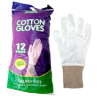 Universal Choice Cotton Gloves Interlock with Knitted Wrist Cuff