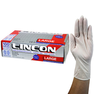 Lincon Latex Examination Gloves Powder Free AS NZ Box and Carton