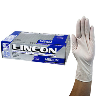 Lincon Latex Examination Gloves Powder Free AS NZ Box and Carton