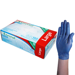 Universal Vinyl Gloves Low Powder Box & Carton Blue