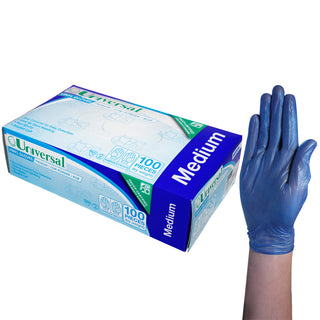 Universal Vinyl Gloves Low Powder Box & Carton Blue