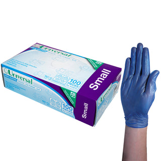 Universal Vinyl Gloves Low Powder Box & Carton Blue