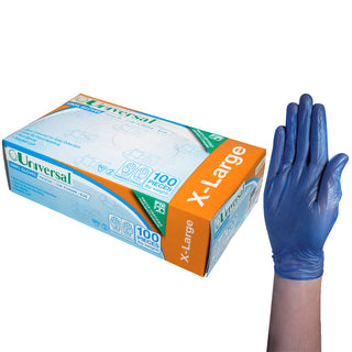Universal Vinyl Gloves Low Powder Box & Carton Blue