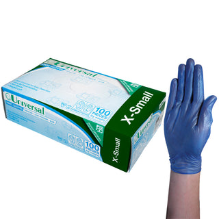 Universal Vinyl Gloves Low Powder Box & Carton Blue