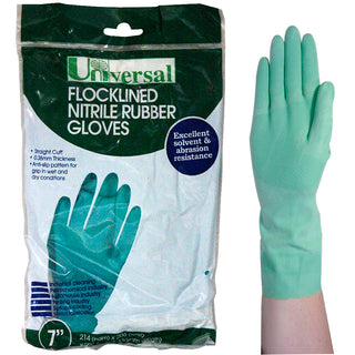 Universal Flocklined Nitrile Gloves 33cm Long Green