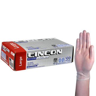 Lincon Vinyl Gloves Low Powder Box and Carton