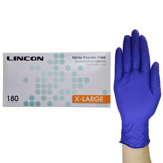 Lincon Nitrile Examination Gloves Powder Free ASTM Box and Carton Blue