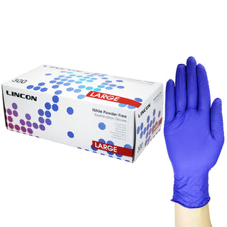 Lincon Nitrile Gloves Examination Powder Free Box and Carton Blue