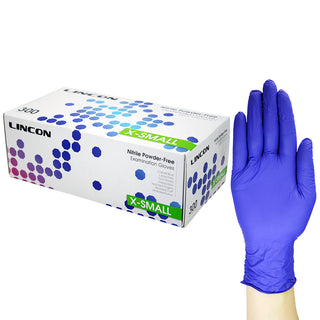 Lincon Nitrile Gloves Examination Powder Free Box and Carton Blue