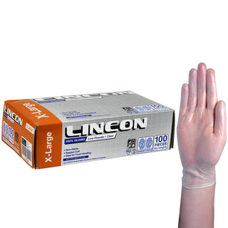 Lincon Vinyl Gloves Low Powder Box and Carton