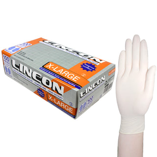 Lincon Latex Examination Gloves Powder Free ASTM Box and Carton