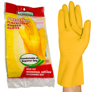 Universal Flocklined Household Rubber Gloves Multi Colours
