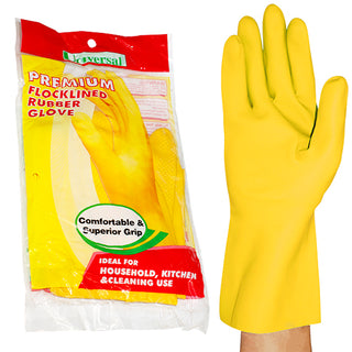 Universal Flocklined Household Rubber Gloves Multi Colours