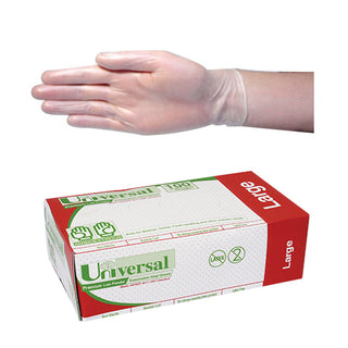 Universal Vinyl Examination Gloves Low Powder ASTM Box and Carton