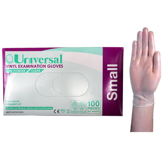 Universal Vinyl Examination Gloves Low Powder ASTM Box and Carton
