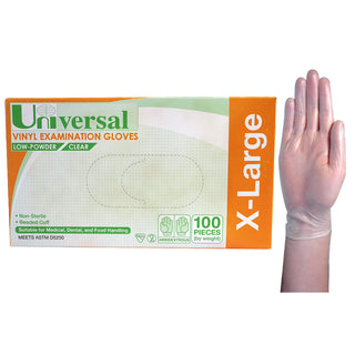 Universal Vinyl Examination Gloves Low Powder ASTM Box and Carton