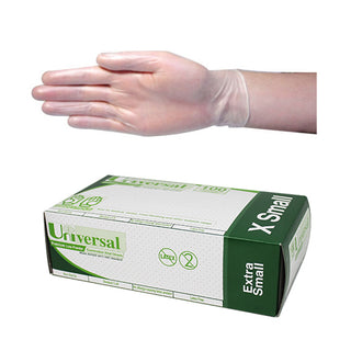 Universal Vinyl Examination Gloves Low Powder ASTM Box and Carton