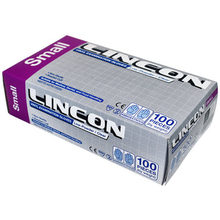 Lincon Vinyl Examination Gloves Low Powder ASTM Box and Carton