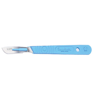 Swann Morton Disposable Scalpel Blade Attached to Handle Sterile Stainless Steel