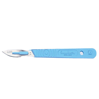 Swann Morton Disposable Scalpel Blade Attached to Handle Sterile Stainless Steel
